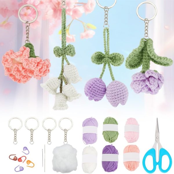 Crochet Flower Kit for Adults Crochet Kit for Beginners Tulip Crochet Starter Kit with Video Tutorial Crochet Flower Crochet Starter Kit for Adults Bag Clothing Keychain Kit