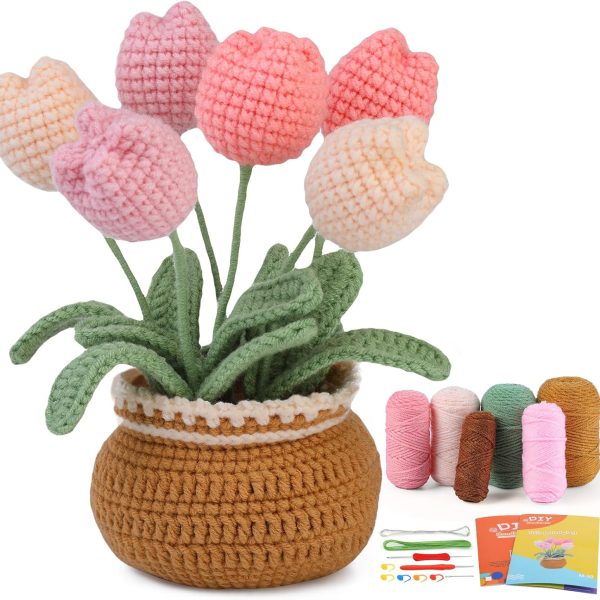 Scholar's Crochet Kit, Tulip Crochet Starter Kit for Beginners Adults, Crochet Kit with Step-by-Step Video Tutorial (Tulip)