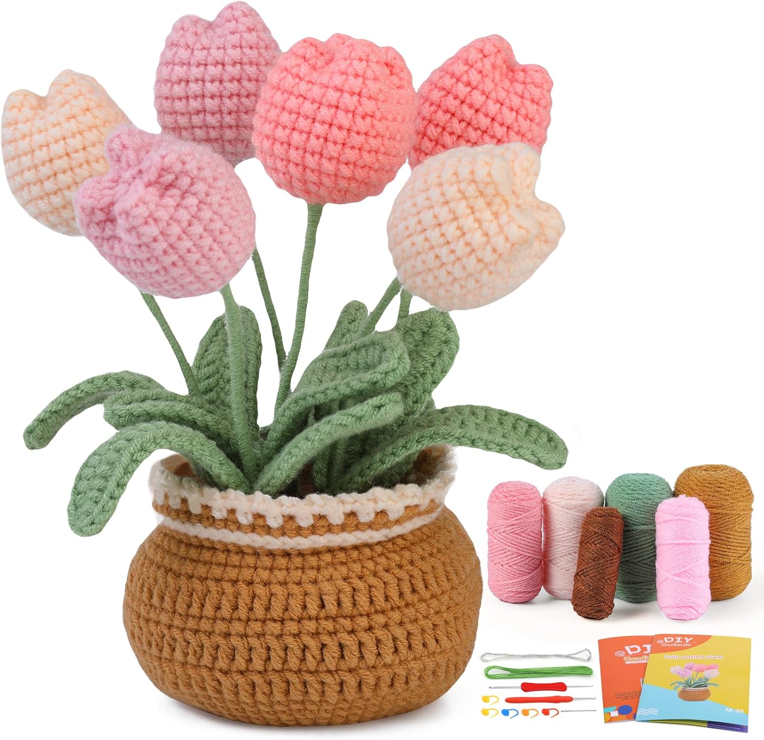 Scholar's Crochet Kit, Tulip Crochet Starter Kit for Beginners Adults, Crochet Kit with Step-by-Step Video Tutorial (Tulip)