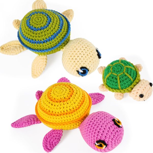 Beginner Crochet Kit, Crochet Animal Kit, DIY Crochet Animal Kit with Step-by-Step Video Tutorial for Beginners of All Ages - 3 Piece Turtle Set