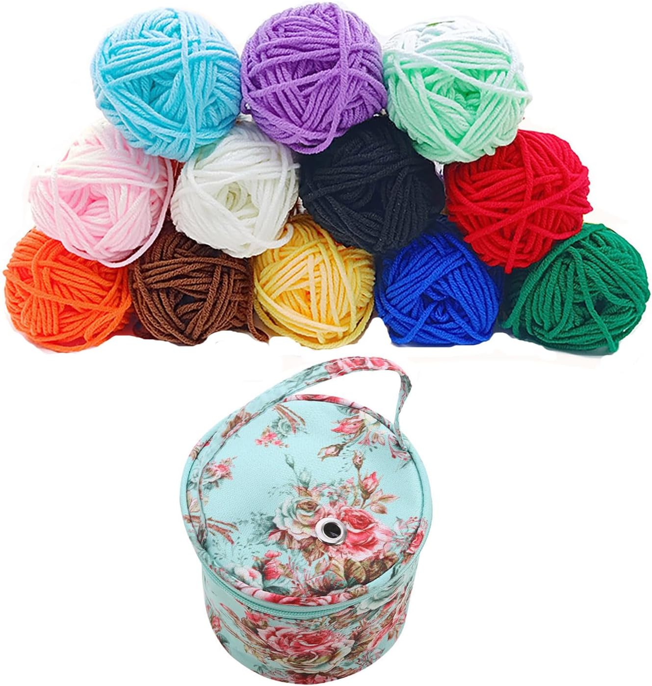 Beginner Crochet Kit 12 Color Acrylic Yarn Set with Yarn Storage Box Crochet Crafts Starter Pack for Adults and Kids (Yarn + Storage) - Image 2