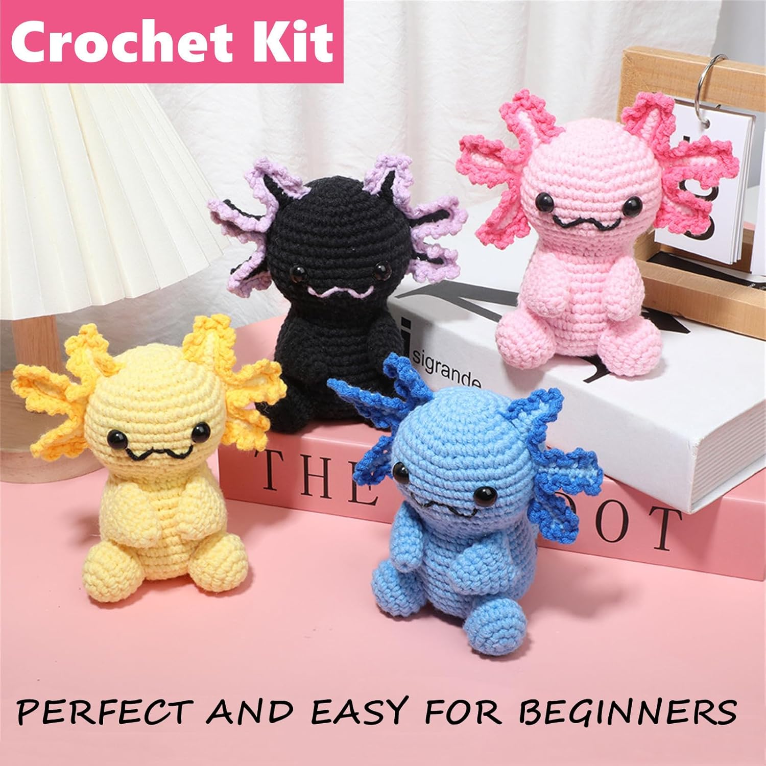 4-Pack Salamander Crochet Kit for Beginners Adults, DIY Crochet Animal Kit with Step-by-Step Video Tutorial, Crochet Kit for Beginners, Beginner Crochet Kit for Adults - Image 2