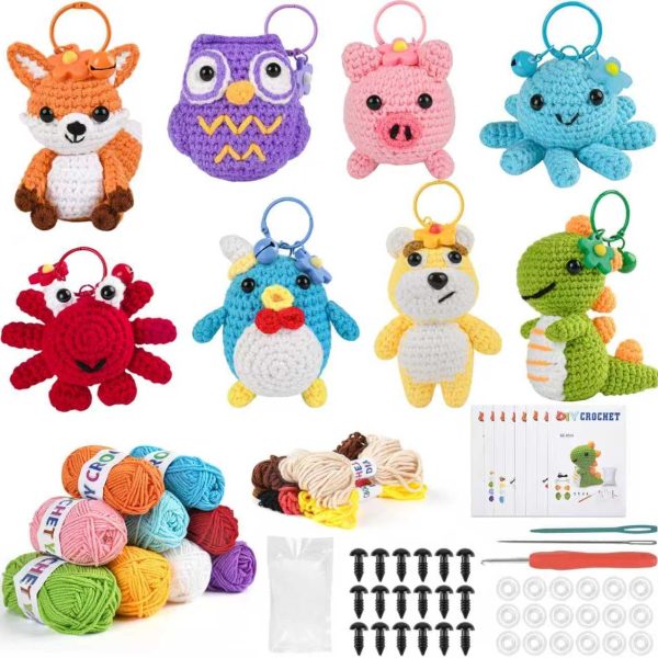8 Piece Beginner Crochet Kit, Great Christmas Gift for Crochet Lovers in 2026, DIY Crafts for Adults and Kids, Crochet Animal Kit with Step-by-Step Video, Yarn, Crochet Hook, Birthday Holiday Gift