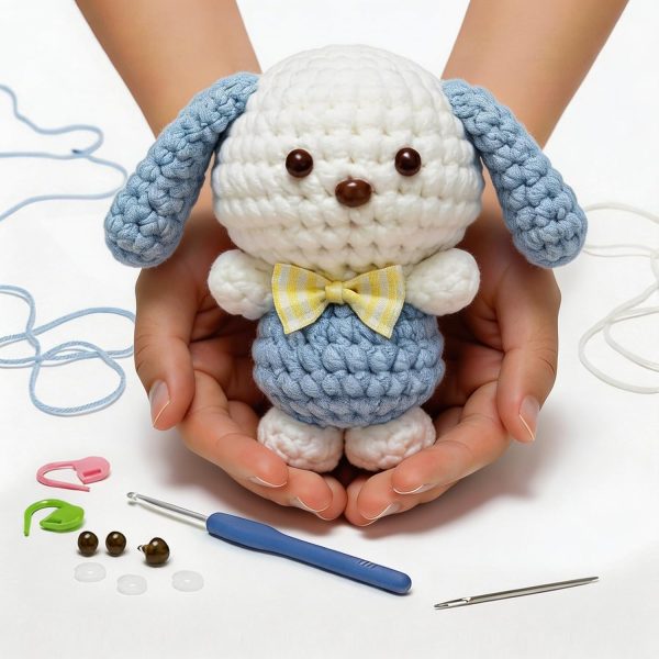 Crochet Kit for Beginners - DIY Starter Kit to Make a Cute Puppy | Step-by-Step Video Tutorial for Easy Learning | Creative Craft Gifts for Christmas, Adults, Teens