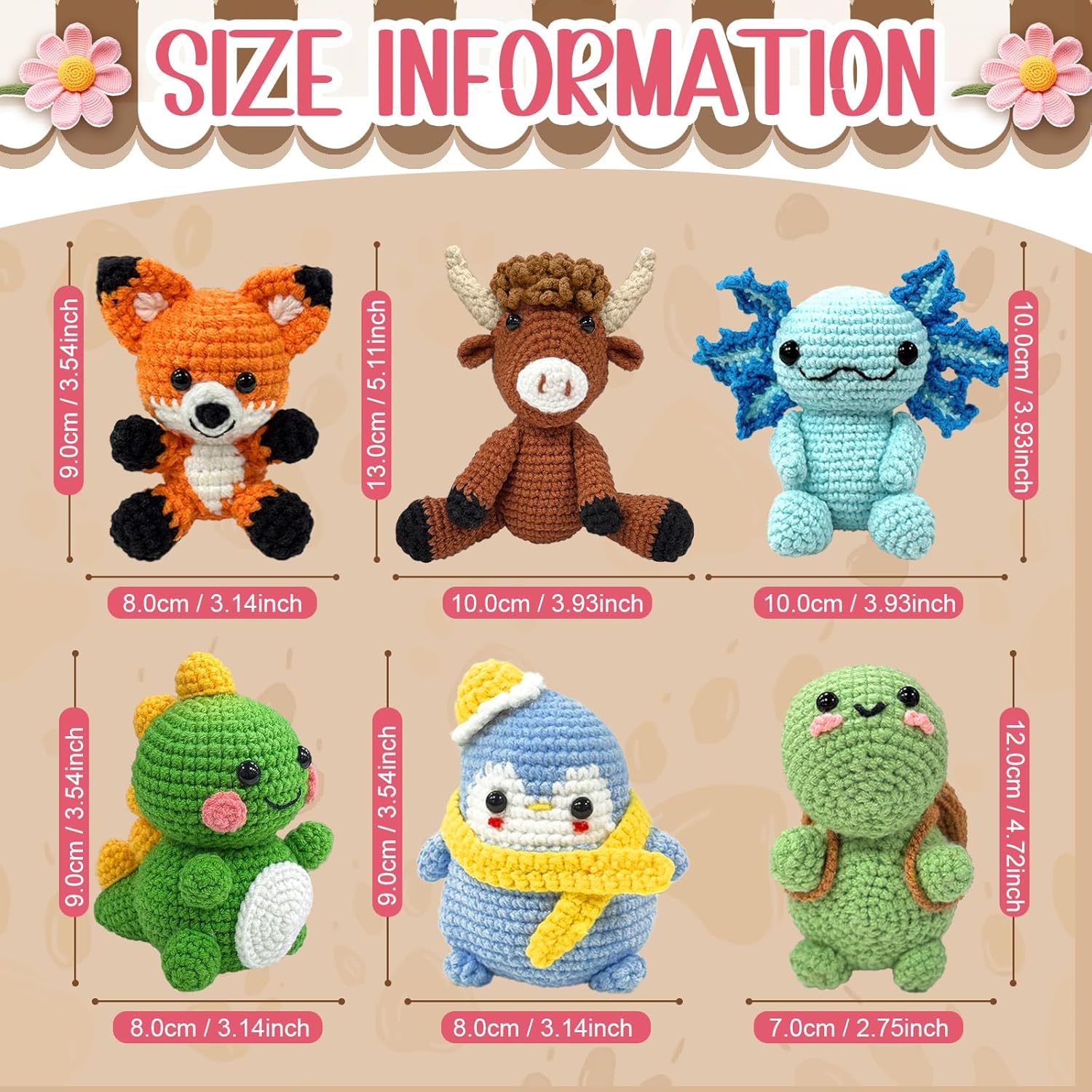 6-Piece Crochet Kit for Beginners, Great Gift for DIY Crochet Animals, Knitting Kit for Beginners with Step-by-Step Video Tutorial, Crochet Kit for Craft Lovers Birthday and Holiday Gifts - Image 2